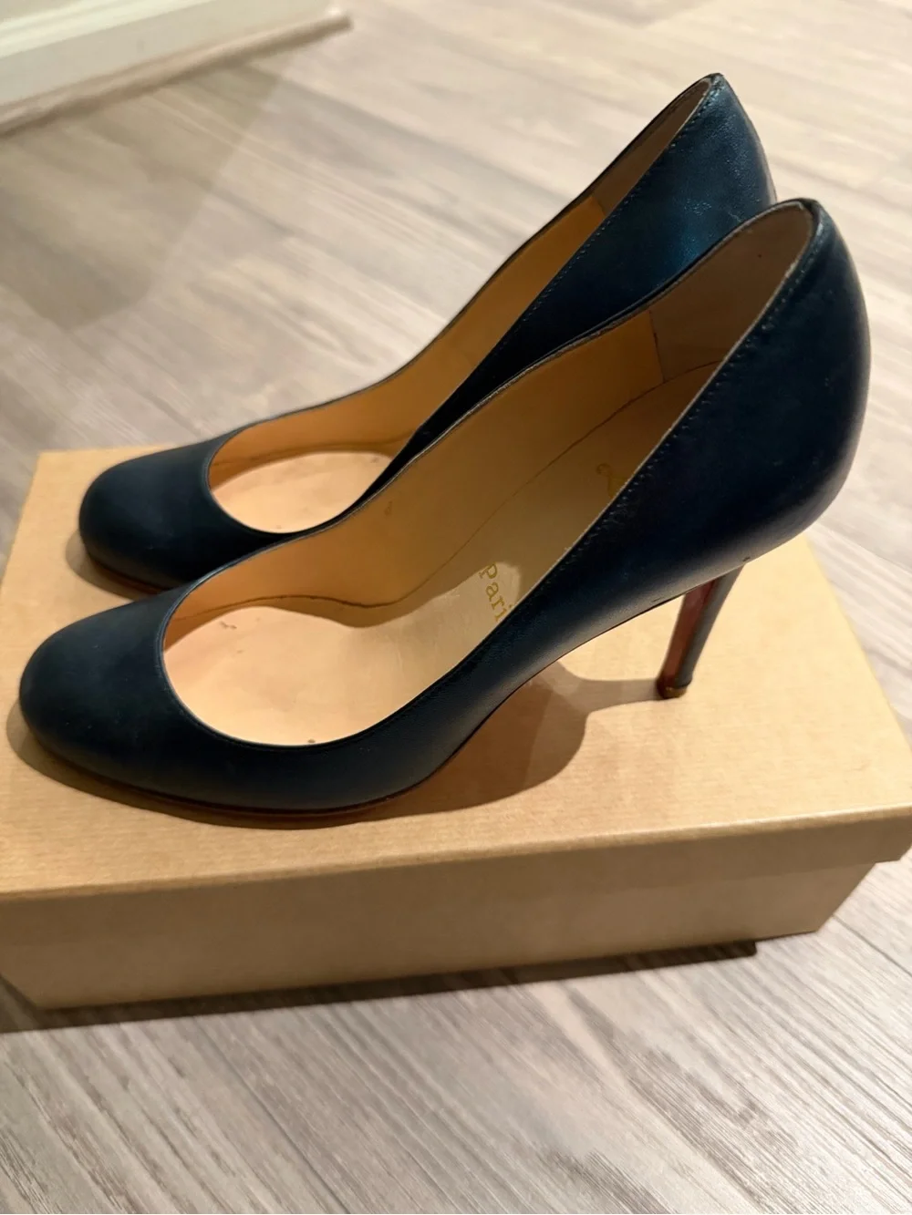 Christian Louboutin Metallic Teal Round-Toe Pumps